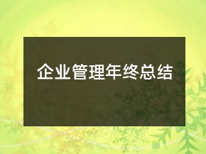 企业管理年终总结