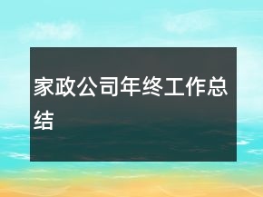 家政公司年终工作总结