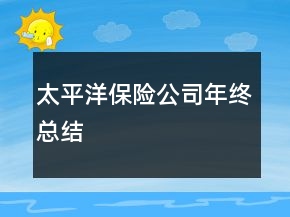 太平洋保险公司年终总结