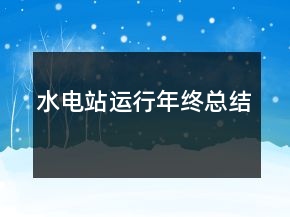 水电站运行年终总结