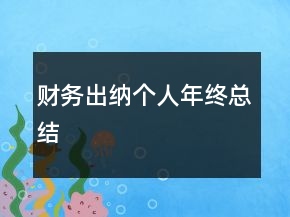 财务出纳个人年终总结