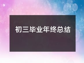 初三毕业年终总结