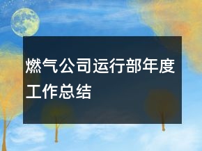 燃气公司运行部年度工作总结