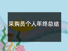 采购员个人年终总结