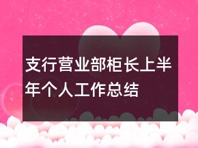 支行营业部柜长上半年个人工作总结