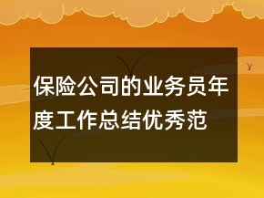 保险公司的业务员年度工作总结优秀范文