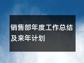 销售部年度工作总结及来年计划