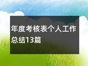 年度考核表个人工作总结13篇