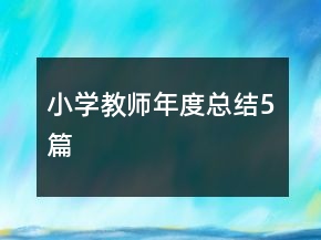 小学教师年度总结5篇