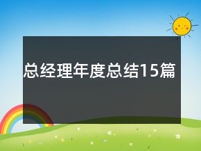总经理年度总结15篇