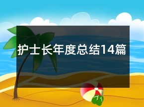 护士长年度总结14篇