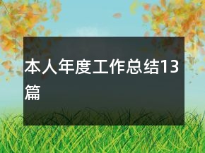 本人年度工作总结13篇