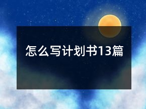 怎么写计划书13篇