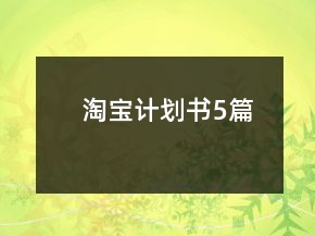 淘宝计划书5篇