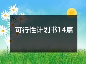 可行性计划书14篇