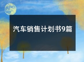 汽车销售计划书9篇