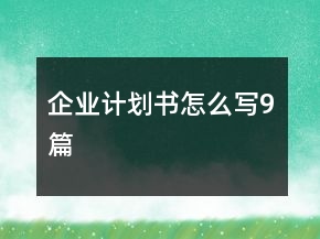 企业计划书怎么写9篇