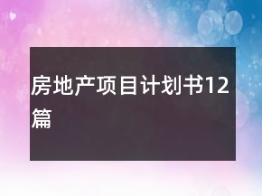房地产项目计划书12篇