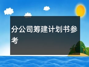 分公司筹建计划书参考