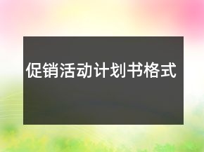 促销活动计划书格式