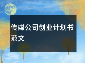 传媒公司创业计划书范文