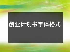 创业计划书字体格式