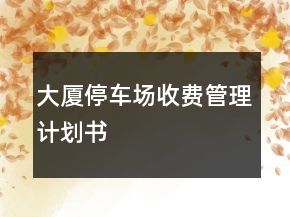 大厦停车场收费管理计划书