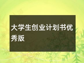 大学生创业计划书优秀版