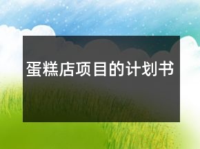 蛋糕店项目的计划书