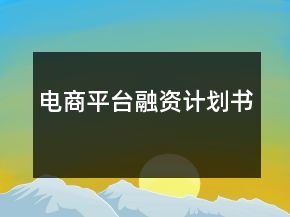 电商平台融资计划书