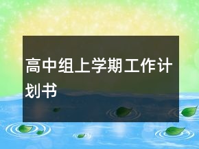 高中组上学期工作计划书