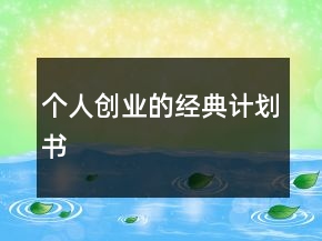 个人创业的经典计划书