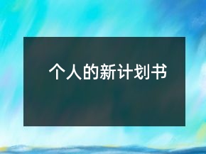 个人的新计划书