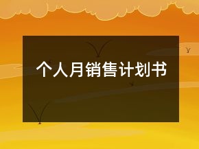 个人月销售计划书