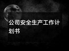 公司安全生产工作计划书
