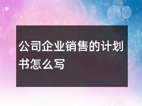 公司企业销售的计划书怎么写