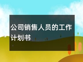 公司销售人员的工作计划书