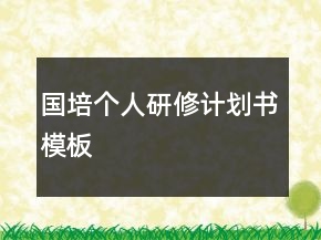 国培个人研修计划书模板