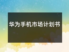 华为手机市场计划书