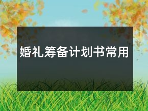 婚礼筹备计划书常用