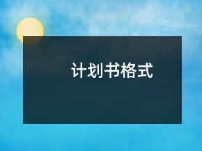 计划书格式