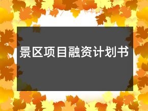 景区项目融资计划书
