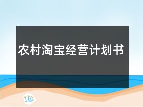农村淘宝经营计划书