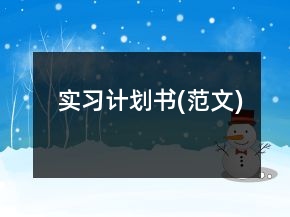 实习计划书(范文)