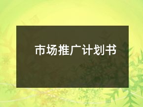 市场推广计划书