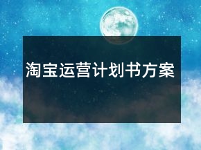 淘宝运营计划书方案