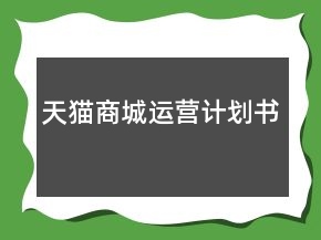 天猫商城运营计划书
