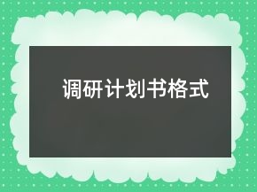 调研计划书格式