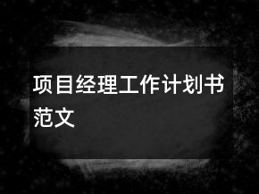 项目经理工作计划书范文