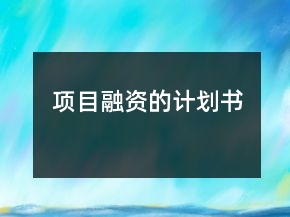项目融资的计划书